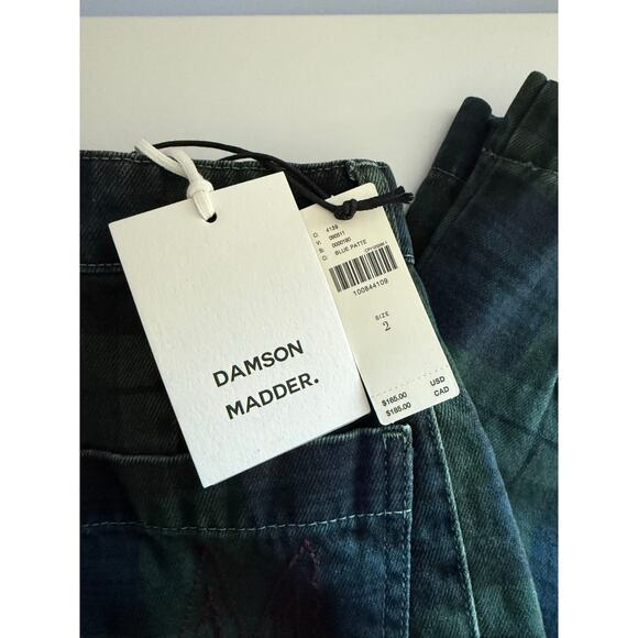 $180 New Damson Madder Neve High Rise Straight Jeans - Blue Plaid - 2 - Picture 6 of 14